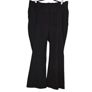 Liz Lange Maternight Stretch Black blue pinstriped wide leg dress pants size 18